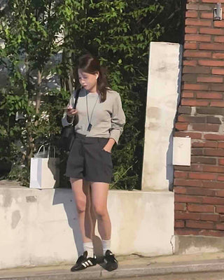 Pure Pintuck Slacks Plain Wide Shorts