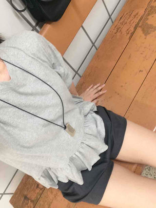 Pure Pintuck Slacks Plain Wide Shorts
