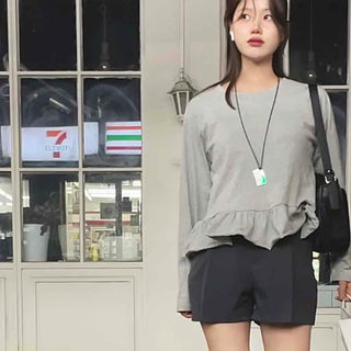 Pure Pintuck Slacks Plain Wide Shorts