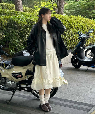 Urban Flare Banding Frill Midi Skirt