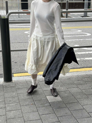 Urban Flare Banding Frill Midi Skirt
