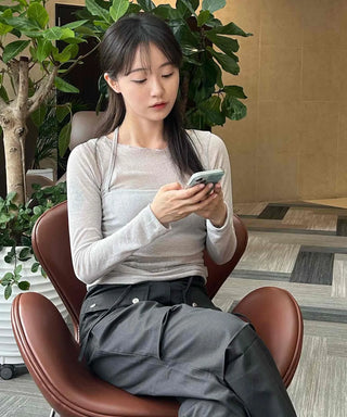 Sweet Mood Wavy Boat Neck Long Sleeve T-shirt