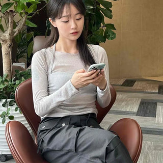 Sweet Mood Wavy Boat Neck Long Sleeve T-shirt