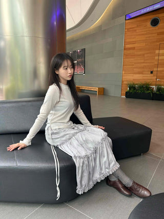 Romantic Silky Tiered Long Skirt