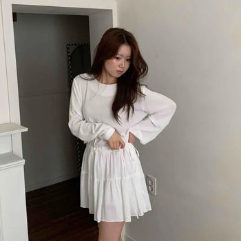 Minimal Chiffon Shirred Mini Dress