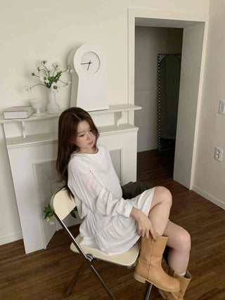 Minimal Chiffon Shirred Mini Dress