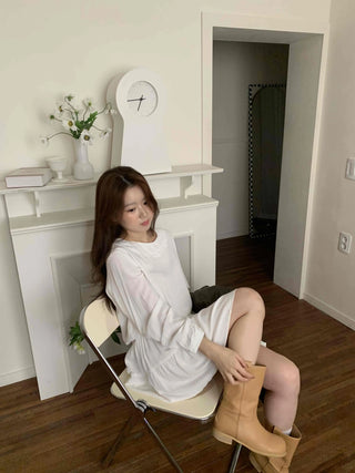 Minimal Chiffon Shirred Mini Dress