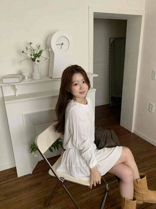 Minimal Chiffon Shirred Mini Dress