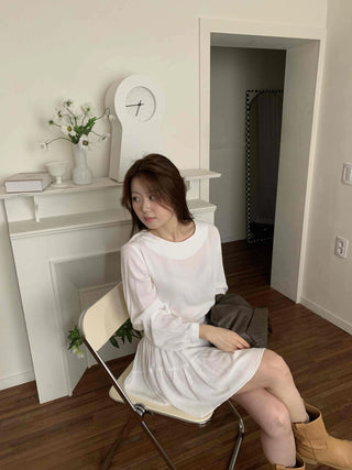 Minimal Chiffon Shirred Mini Dress