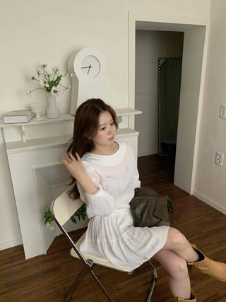 Minimal Chiffon Shirred Mini Dress