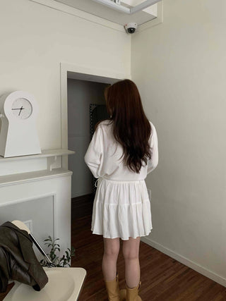 Minimal Chiffon Shirred Mini Dress