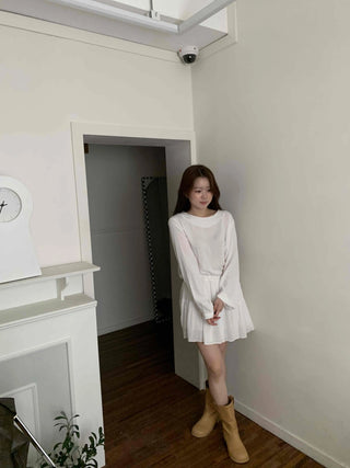 Minimal Chiffon Shirred Mini Dress