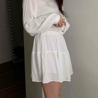 Minimal Chiffon Shirred Mini Dress