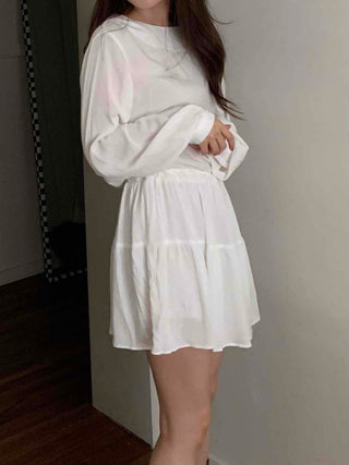 Minimal Chiffon Shirred Mini Dress