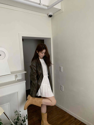 Soft Overfit Single Tailored Collar Leather Jacket