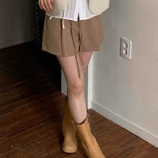 Simple Trendy Pintuck Slacks A-Line Shorts