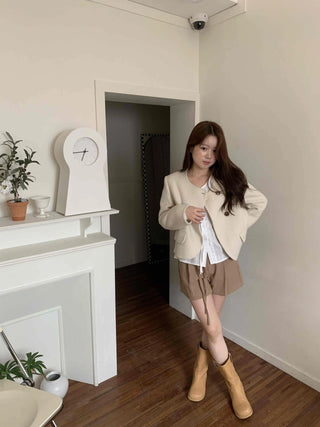 Simple Trendy Pintuck Slacks A-Line Shorts