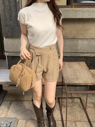 Simple Trendy Pintuck Slacks A-Line Shorts