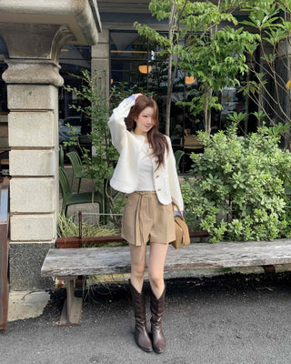 Simple Trendy Pintuck Slacks A-Line Shorts