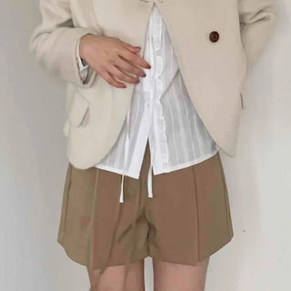 Simple Trendy Pintuck Slacks A-Line Shorts
