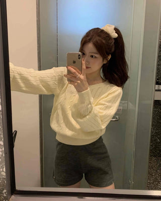 Basic Plain Wide Knit Shorts