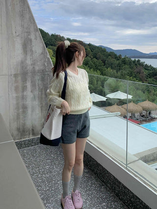 Basic Plain Wide Knit Shorts