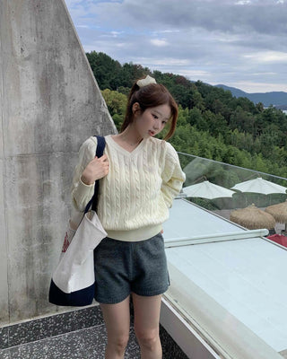 Basic Plain Wide Knit Shorts