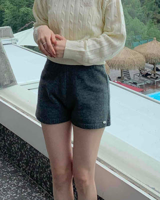 Basic Plain Wide Knit Shorts