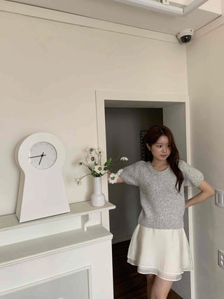 Basic satin layered mini skirt