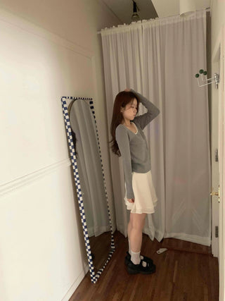 Basic satin layered mini skirt