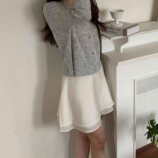 Basic satin layered mini skirt