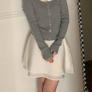 Basic satin layered mini skirt