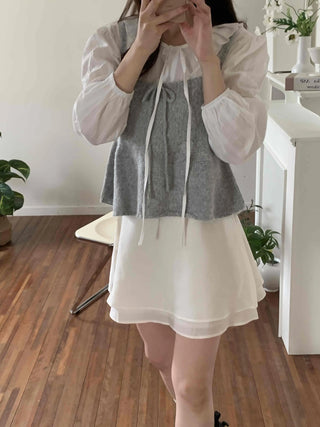 Basic satin layered mini skirt