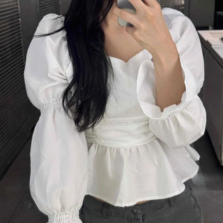 Delicate Square Neck Puff Blouse