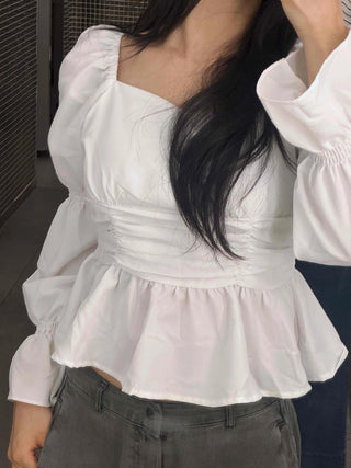 Delicate Square Neck Puff Blouse