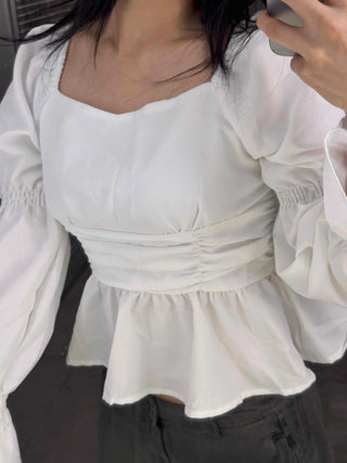 Delicate Square Neck Puff Blouse