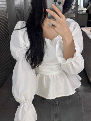Delicate Square Neck Puff Blouse