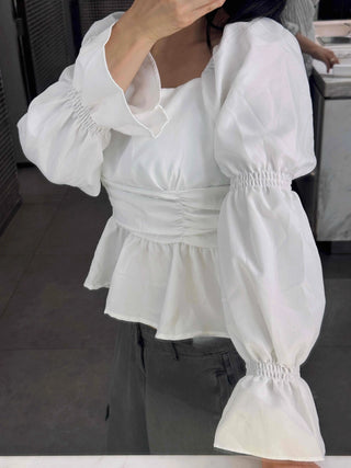 Delicate Square Neck Puff Blouse