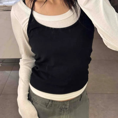 New Basic Set Slim Fit Spring/Autumn Long Sleeve T-shirt
