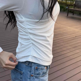 Sleeveless Layered Plain Long Sleeve T-shirt