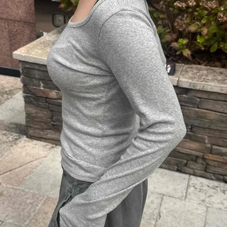 Daily Basic U-Neck Long-Sleeve T-Shirt