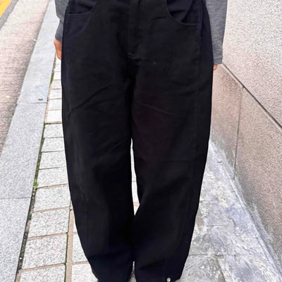Casual Cotton Long Pants with Snap Hem