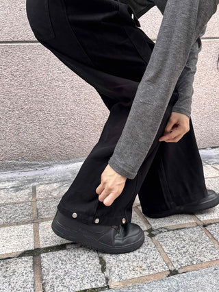 Casual Cotton Long Pants with Snap Hem