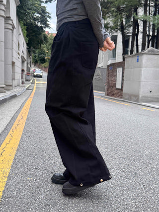 Casual Cotton Long Pants with Snap Hem
