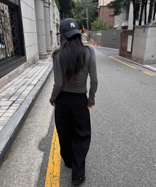 Casual Cotton Long Pants with Snap Hem