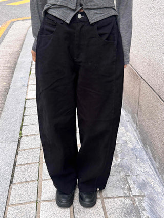 Casual Cotton Long Pants with Snap Hem