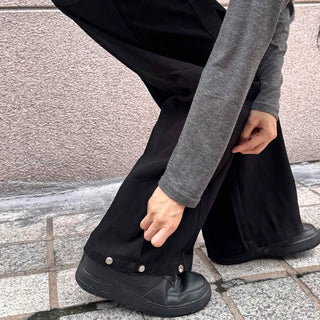 Casual Cotton Long Pants with Snap Hem