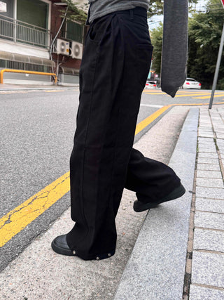 Casual Cotton Long Pants with Snap Hem