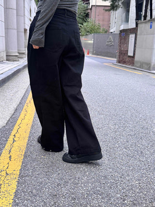 Casual Cotton Long Pants with Snap Hem