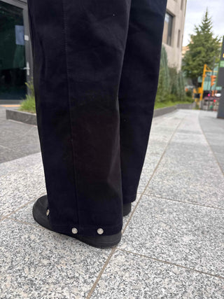 Casual Cotton Long Pants with Snap Hem